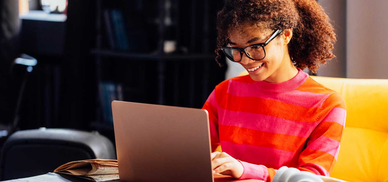 Young woman using laptop