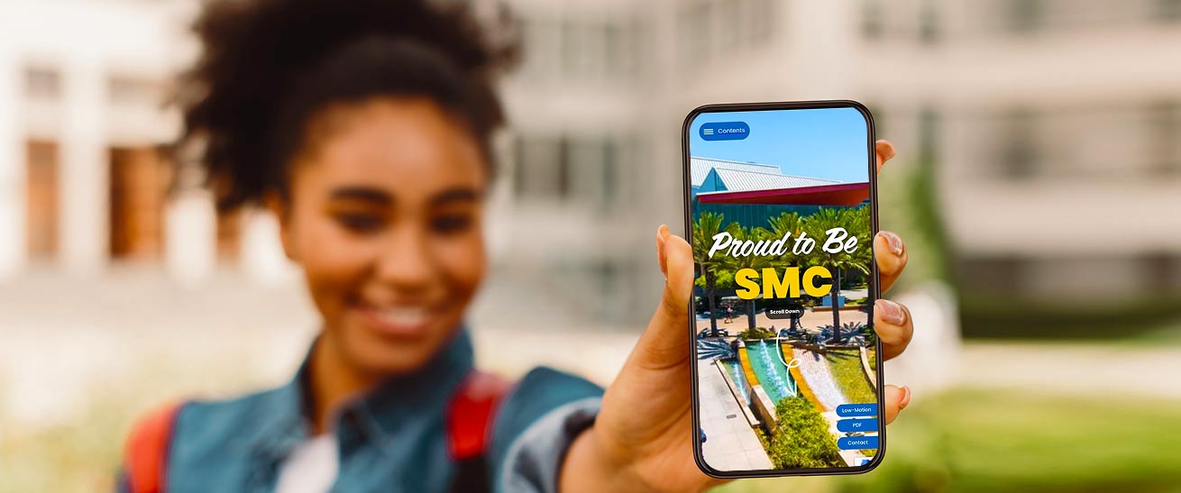 Woman holding a phone featuring the LookBook